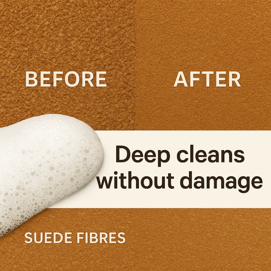 Suede & Nubuck Foam Cleaner Kit | Built-In Cleaning Brush + Microfibre Towel | Removes Dirt & Stains from Suede, Nubuck, Canvas & Leather Shoes | 150ml Premium Shoe Care Solution