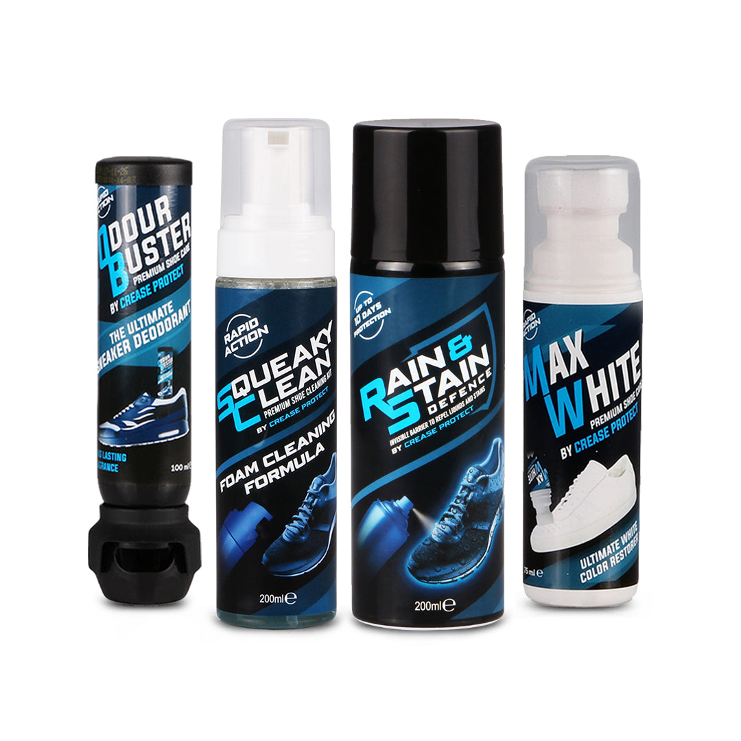 All-Weather Sneaker Shield | Max White + Odour Buster Spray + Cleaning Kit (200ml) + Rain & Stain Defence Spray