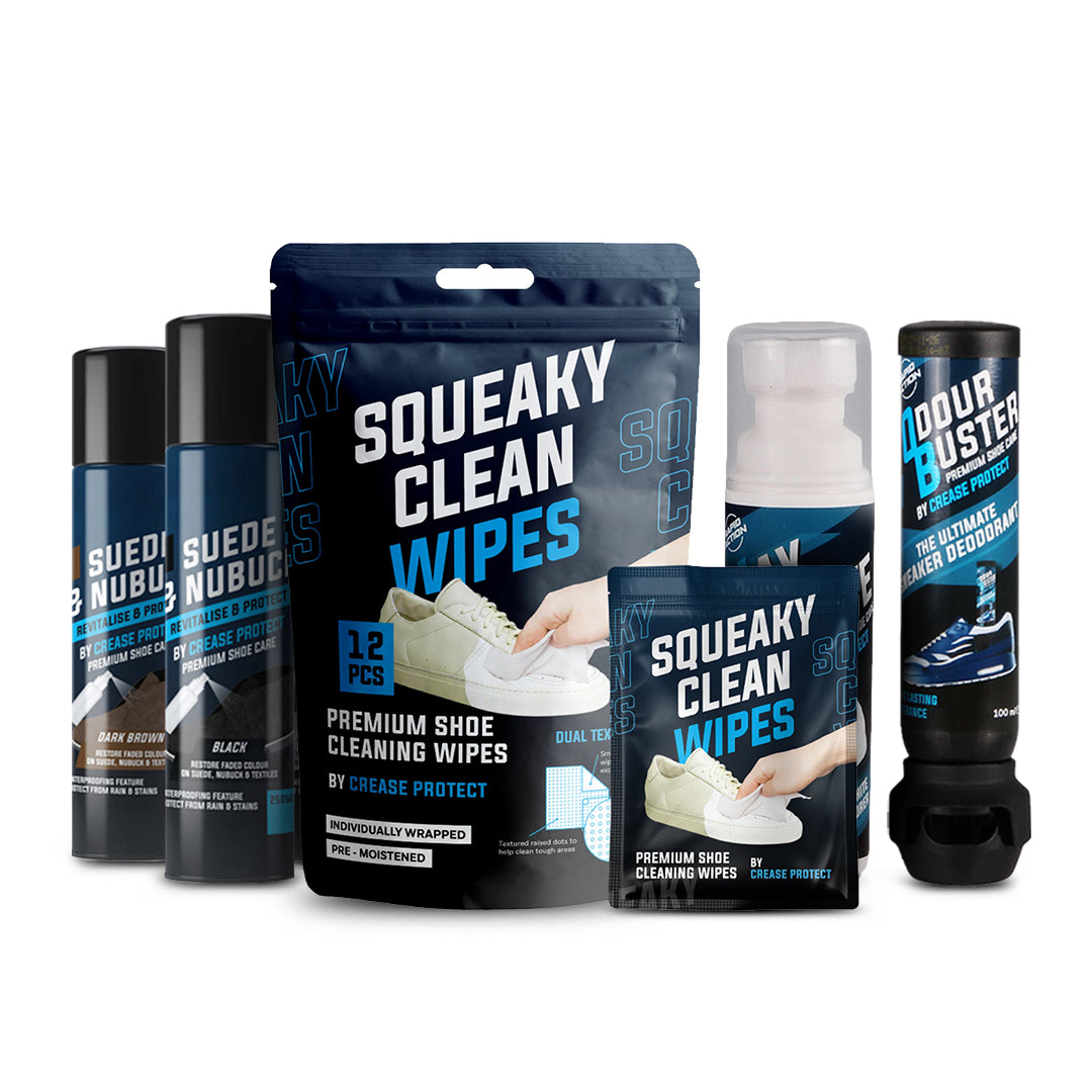 Complete Sneaker Defence Kit | Max White + Odour Buster Spray + Suede Cleaner + Wipes (24)