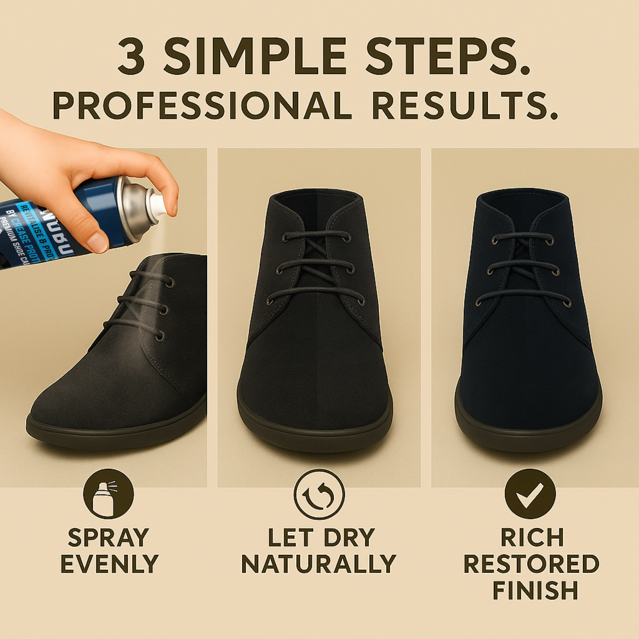 Suede & Nubuck Restorer, Protector and cleaner Spray 250ML