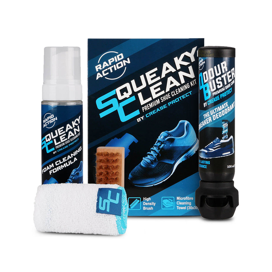 2-Step Sneaker Care Kit | Odour Buster Spray + Squeaky Clean Trainer & Sneaker Cleaning Kit (200ml)