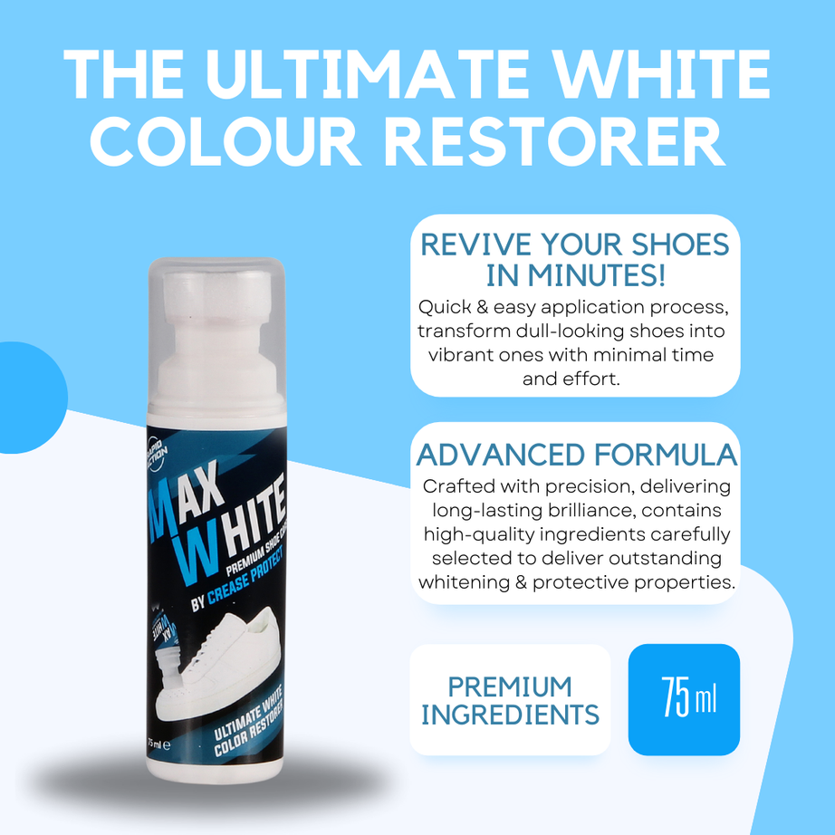 Max White Premium Shoe Whitener White Trainer Cleaner Crease Protect